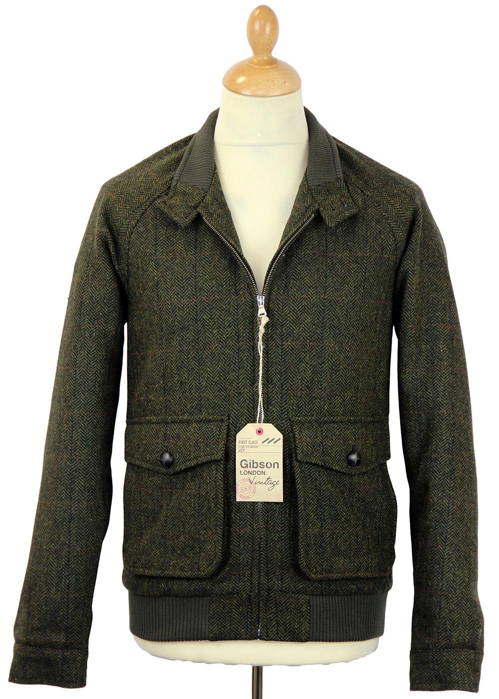 GIBSON LONDON Herringbone Tweed Harrington Jacket