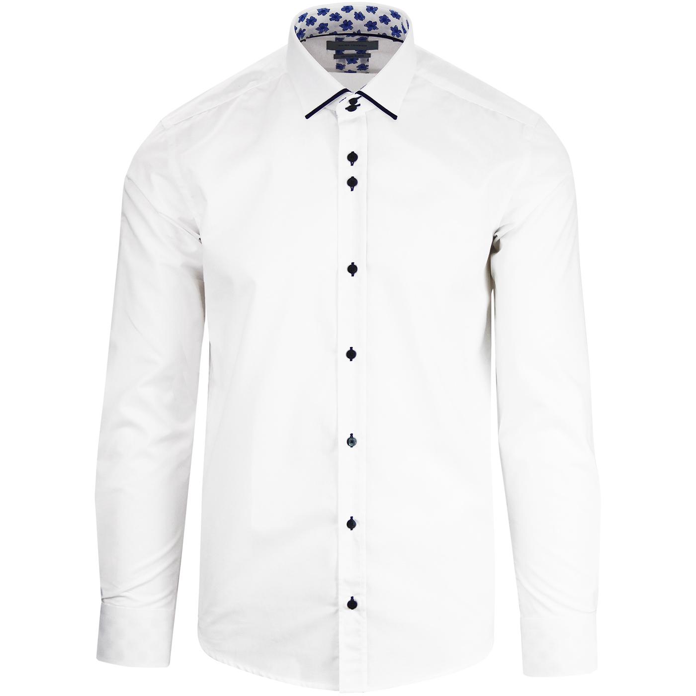 GUIDE LONDON Mod Piping Collar Plain Shirt WHITE  