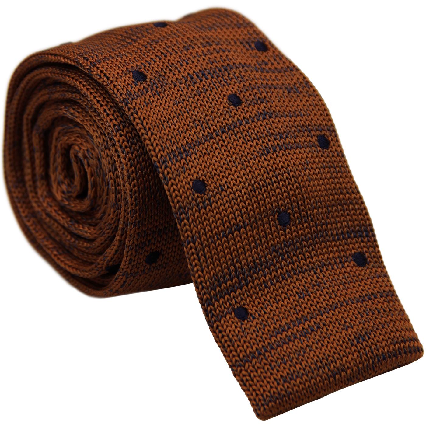 GIBSON LONDON 1960s Mod Spot Knitted Tie (Mustard)