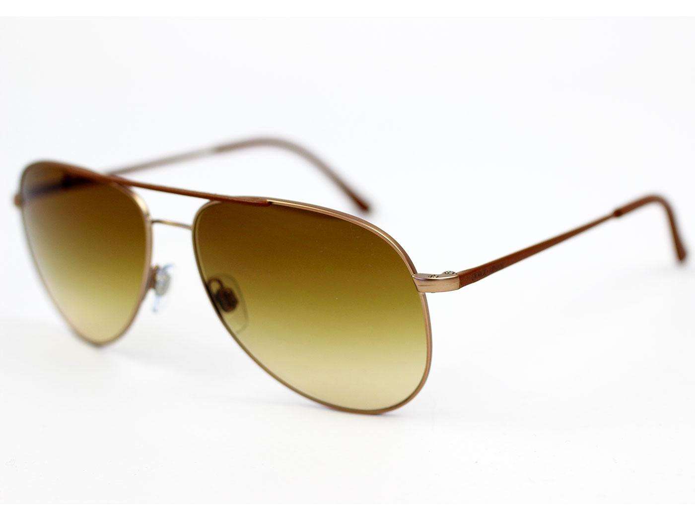 GIORGIO ARMANI Retro Leather Trim Pilot Sunglasses