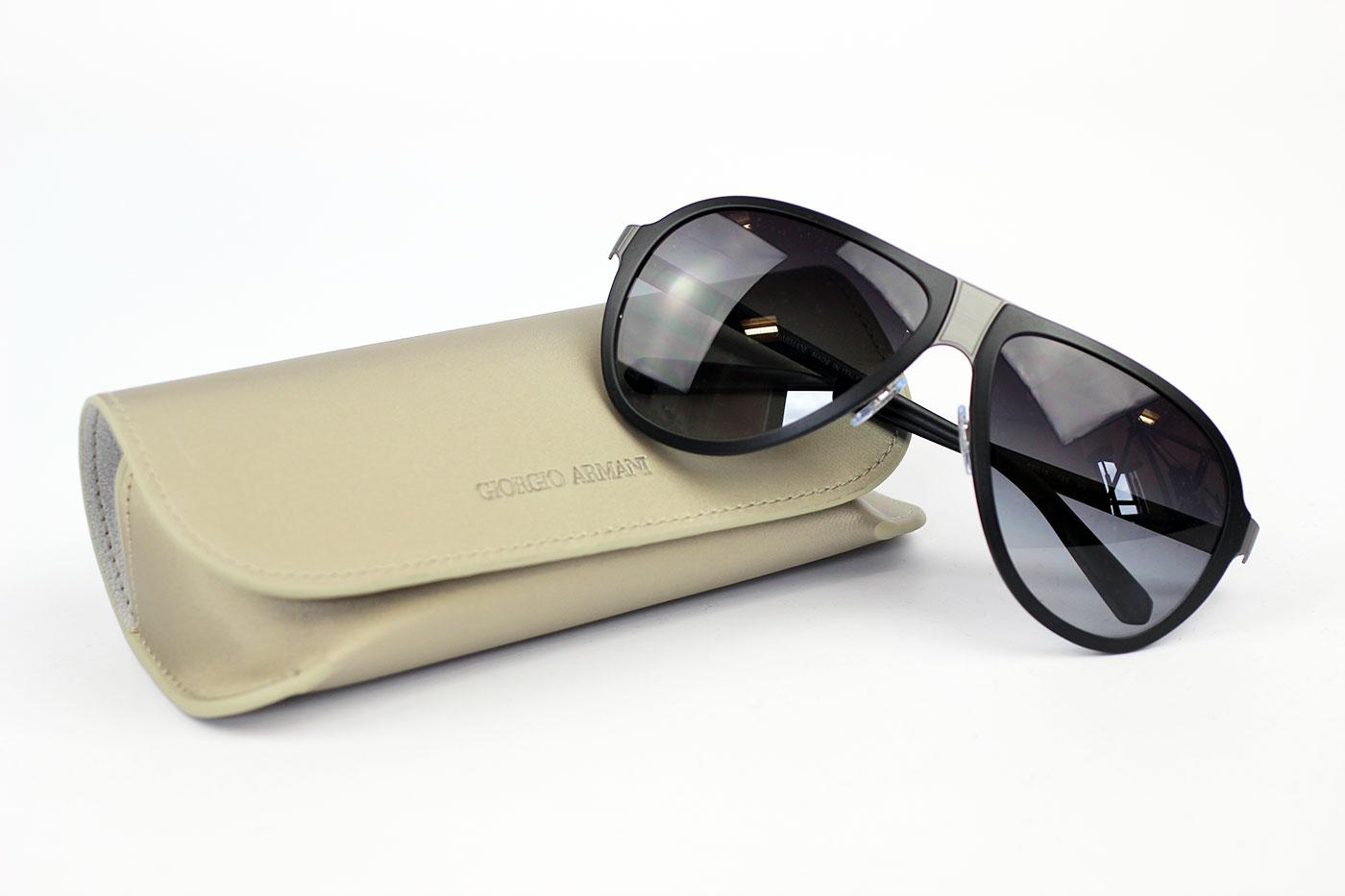 Giorgio Armani Retro Mod Matte Gunmetal Pilot Sunglasses
