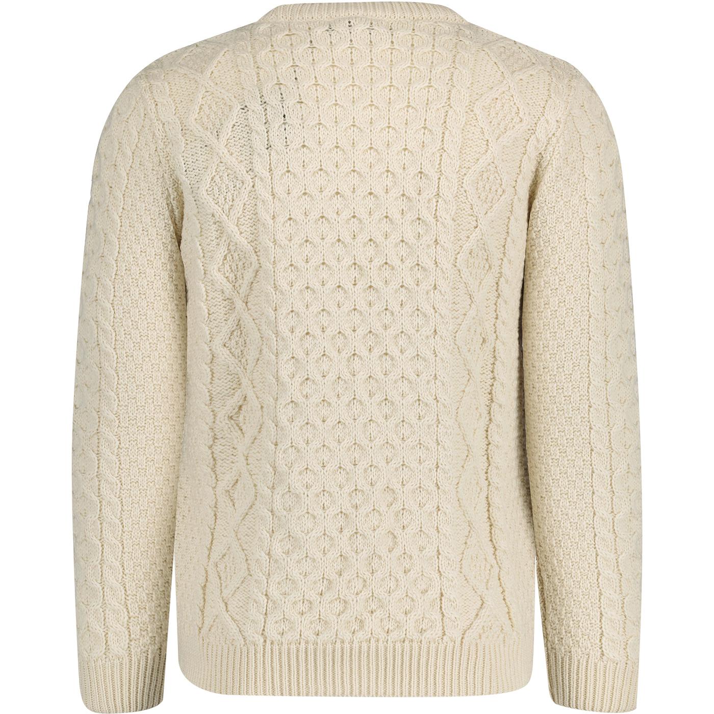 Gloverall Vintage Aran Cable Knit Jumper in Ecru