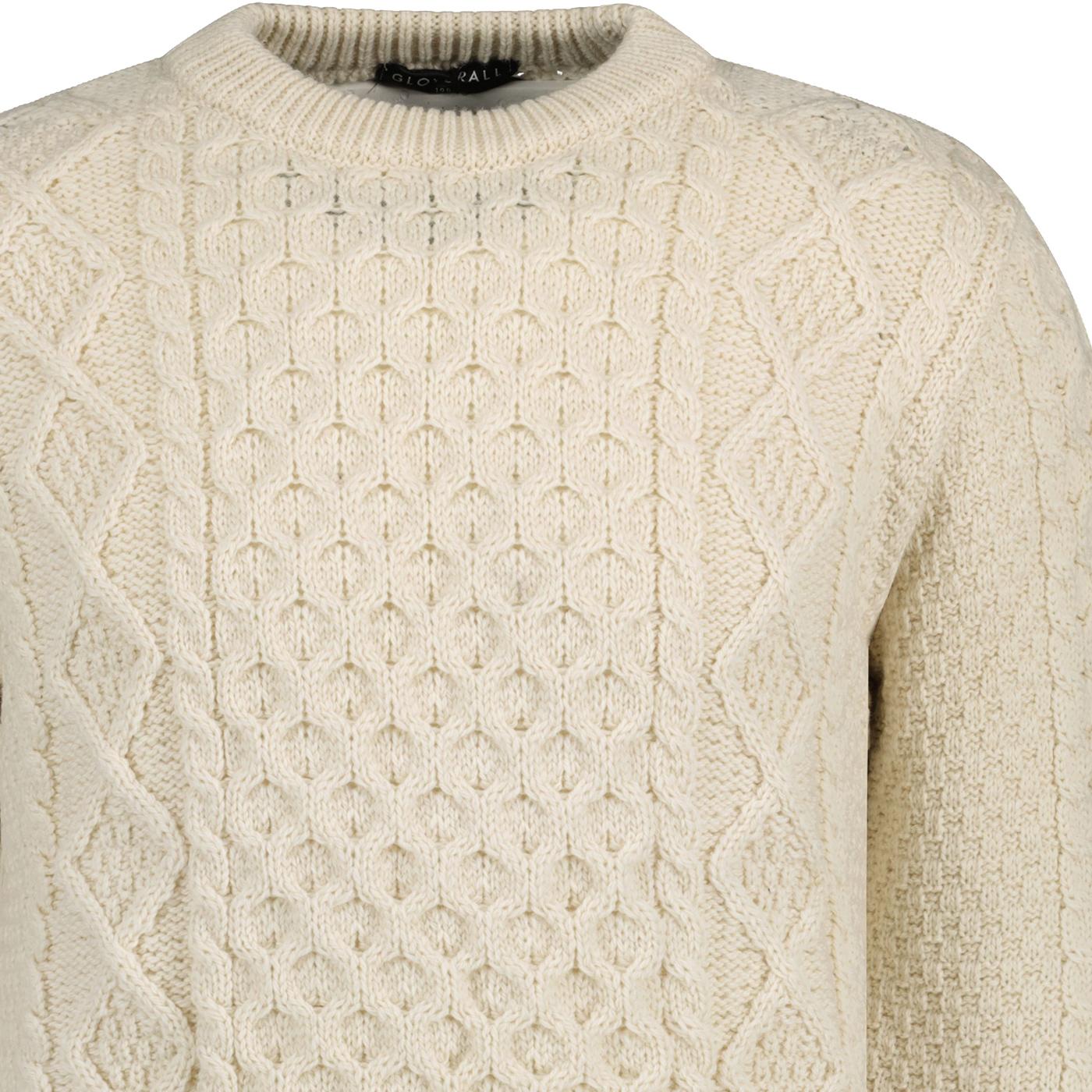 Gloverall Vintage Aran Cable Knit Jumper in Ecru