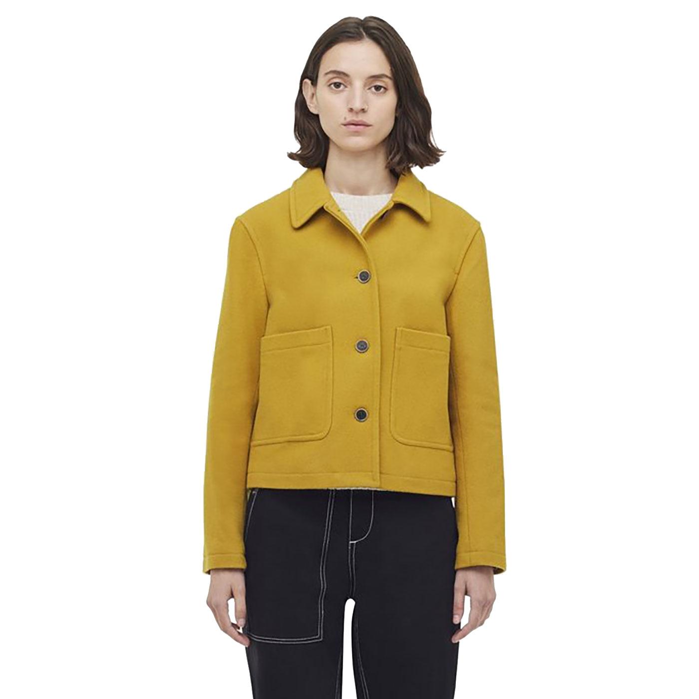 GLOVERALL 'Daisy' Women's Cropped Wool Jacket in Yellow