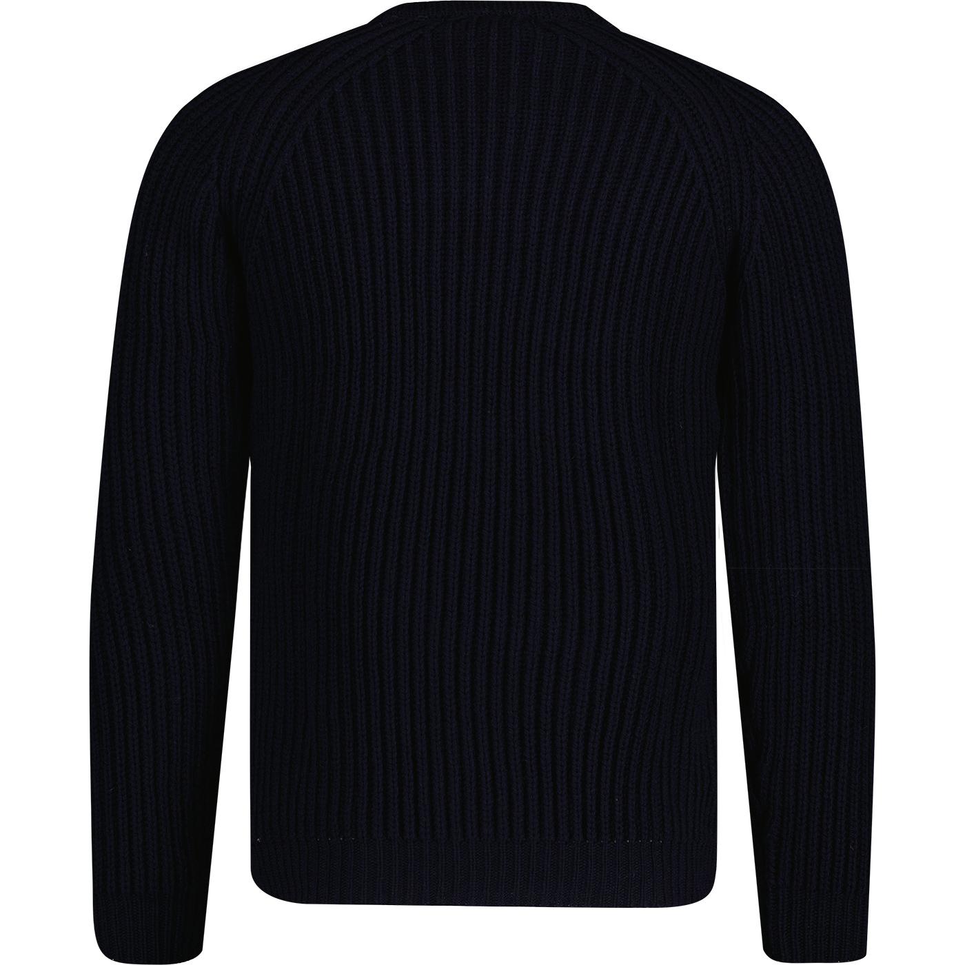 Gloverall Classic Fisherman Rib Jumper in Navy