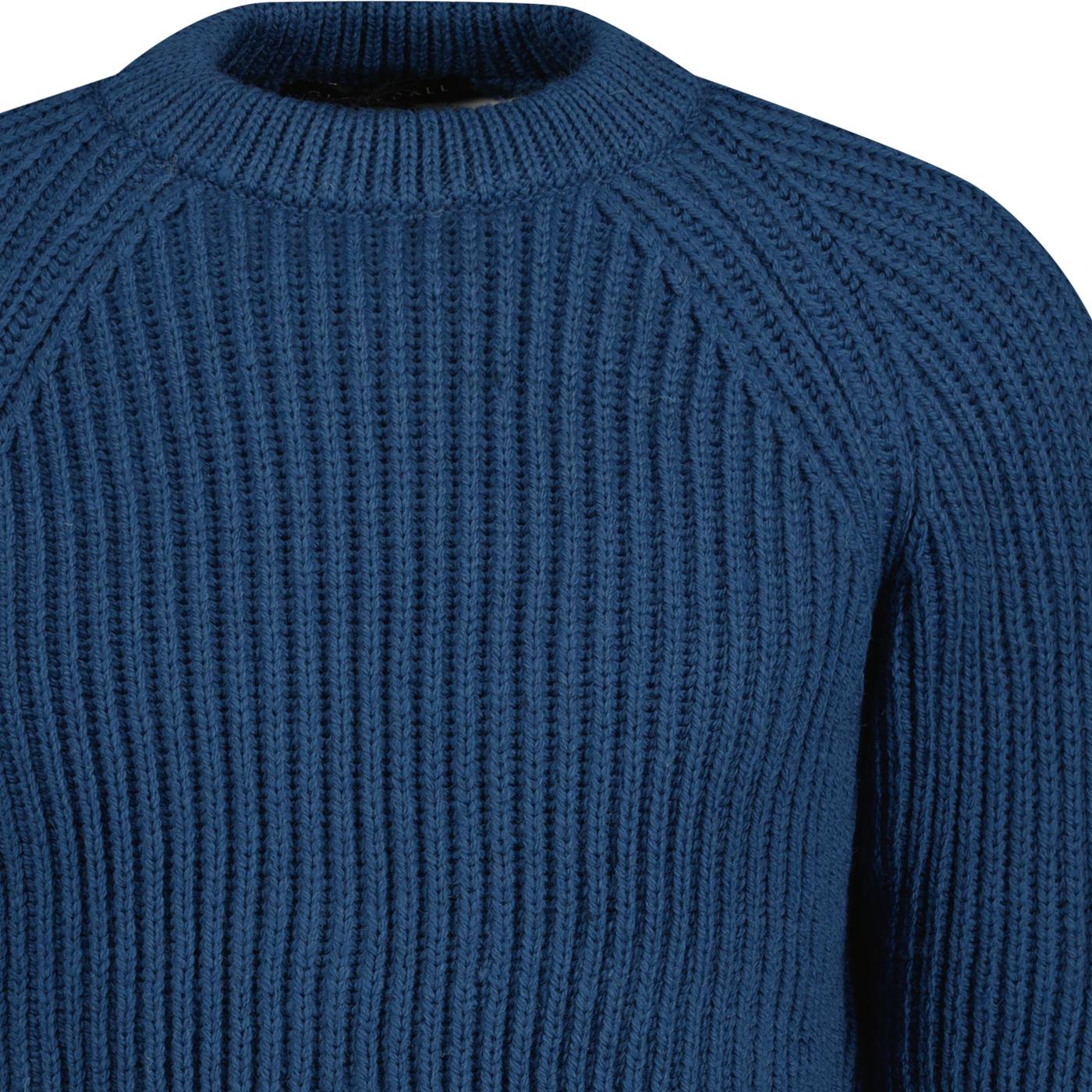 Gloverall Classic Fisherman Rib Jumper in Petrol