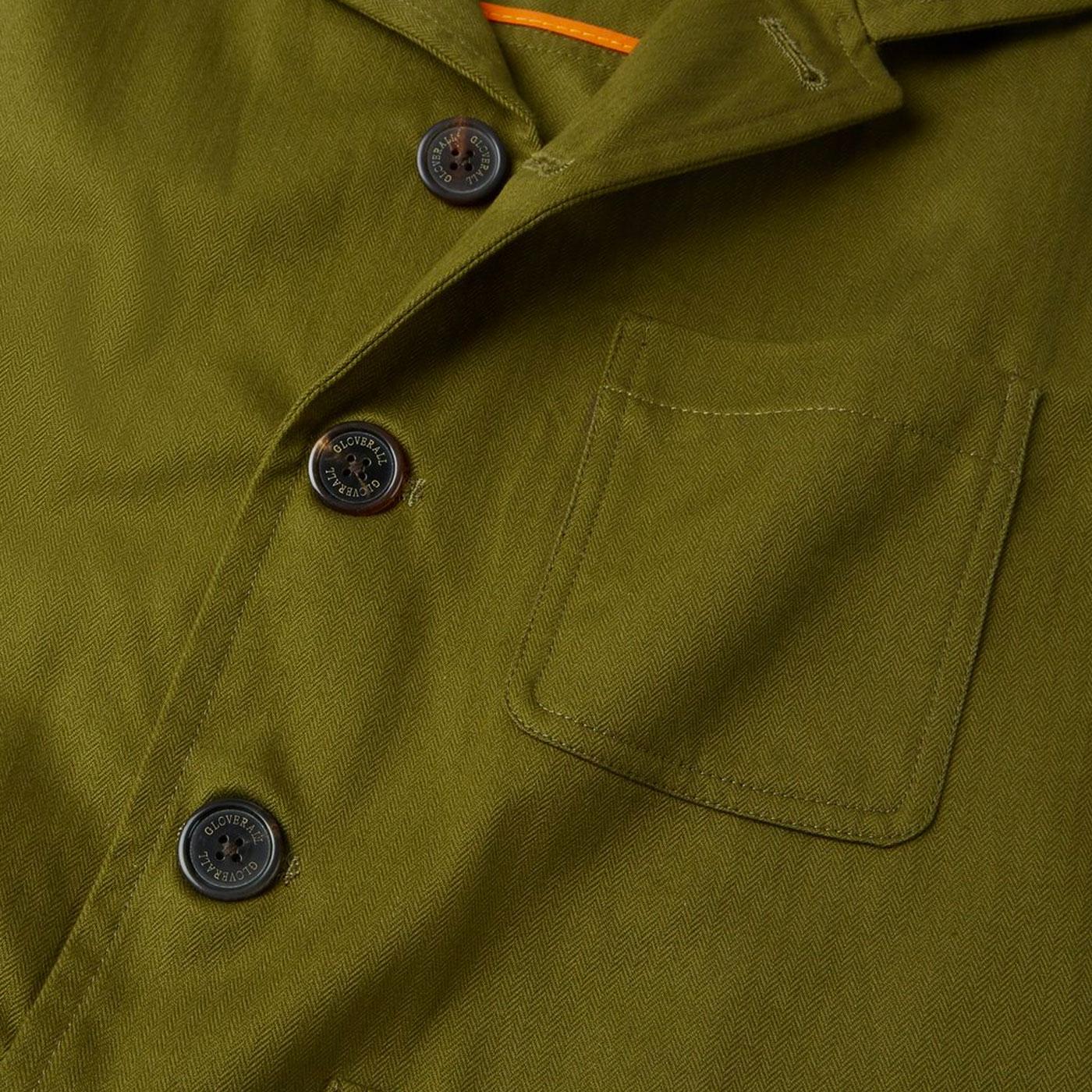 GLOVERALL 'Harry' Retro Made in England Work Jacket in Khaki