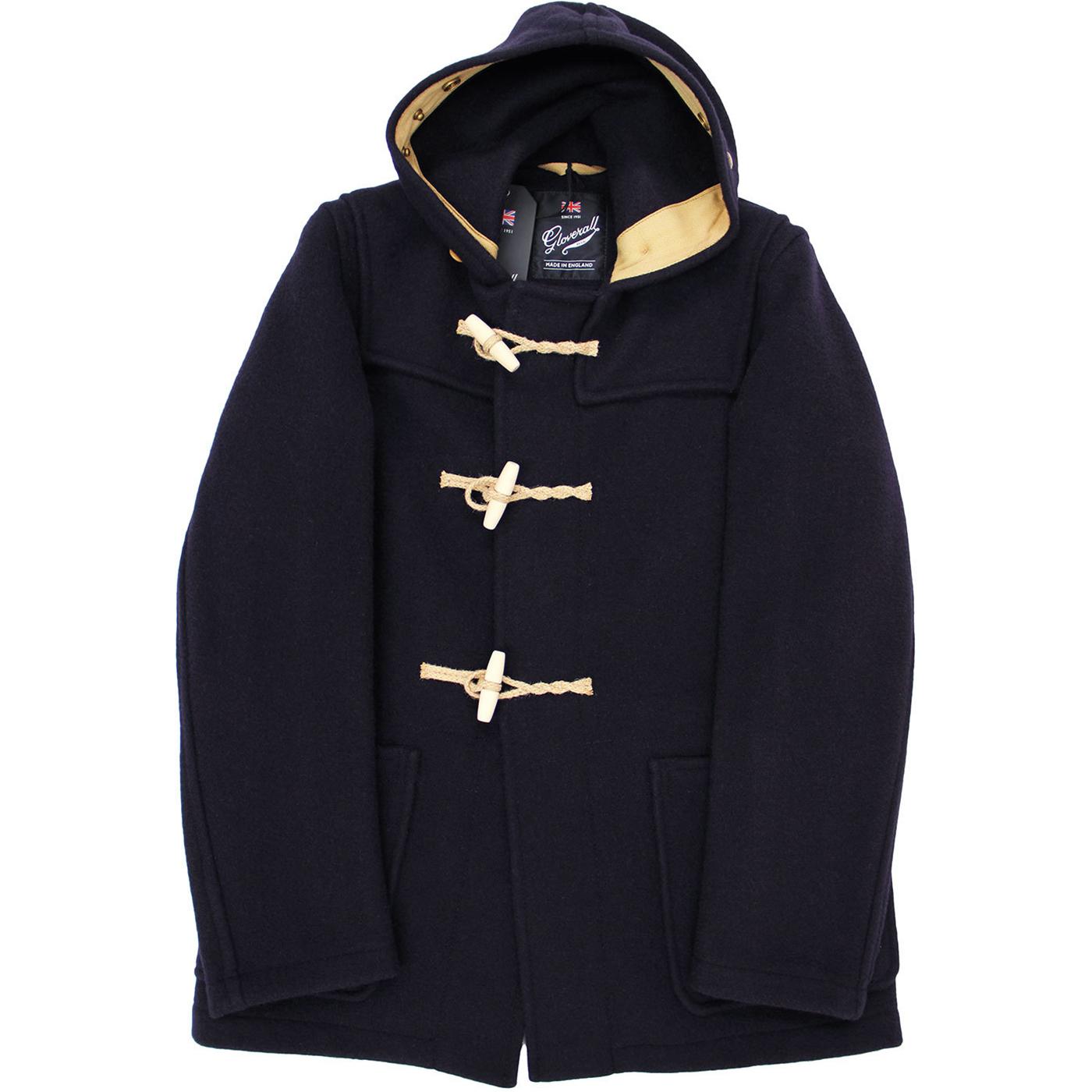 GLOVERALL Mid Monty Retro 1960s Mod Wool Blend Duffle Coat Navy