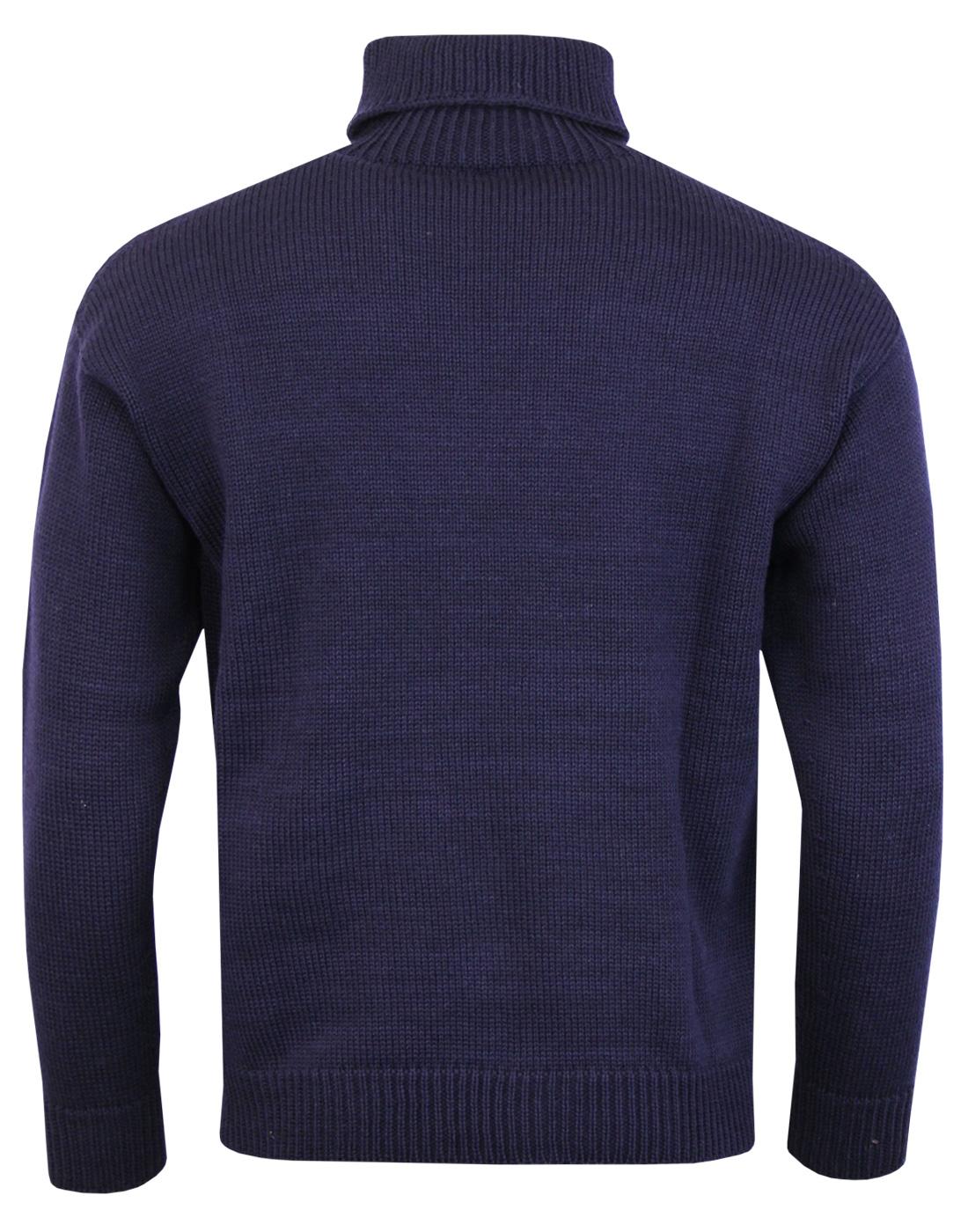 GLOVERALL Submariner Retro Mod Made in England Roll Neck Jumper