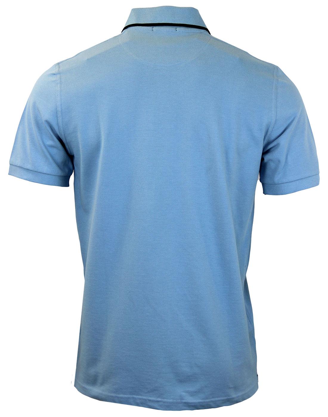 GLOVERALL Made In England Cotton Pique Retro Mod Polo Shirt Azure