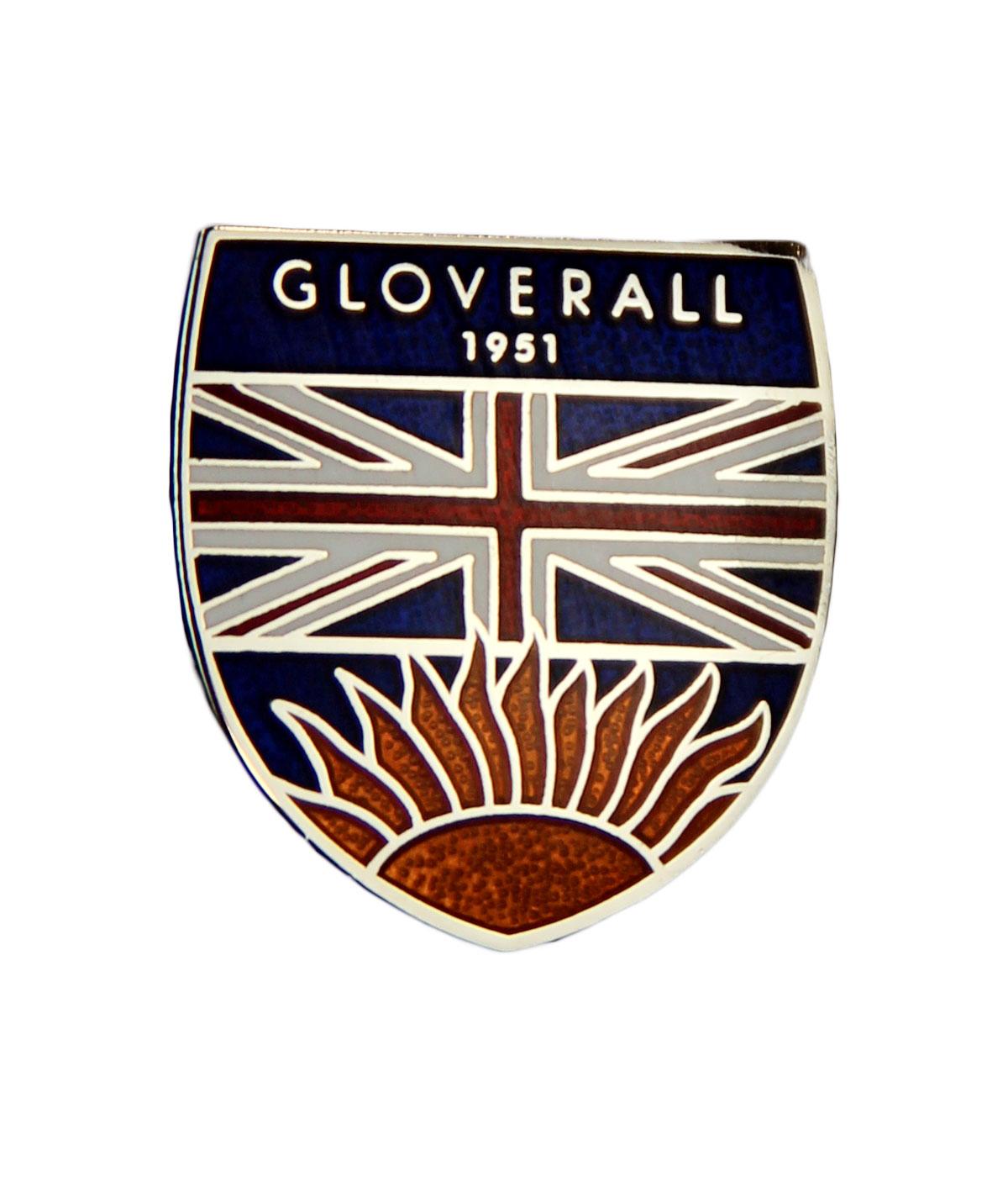 GLOVERALL Retro Union Jack Racing Shield Pin Badge