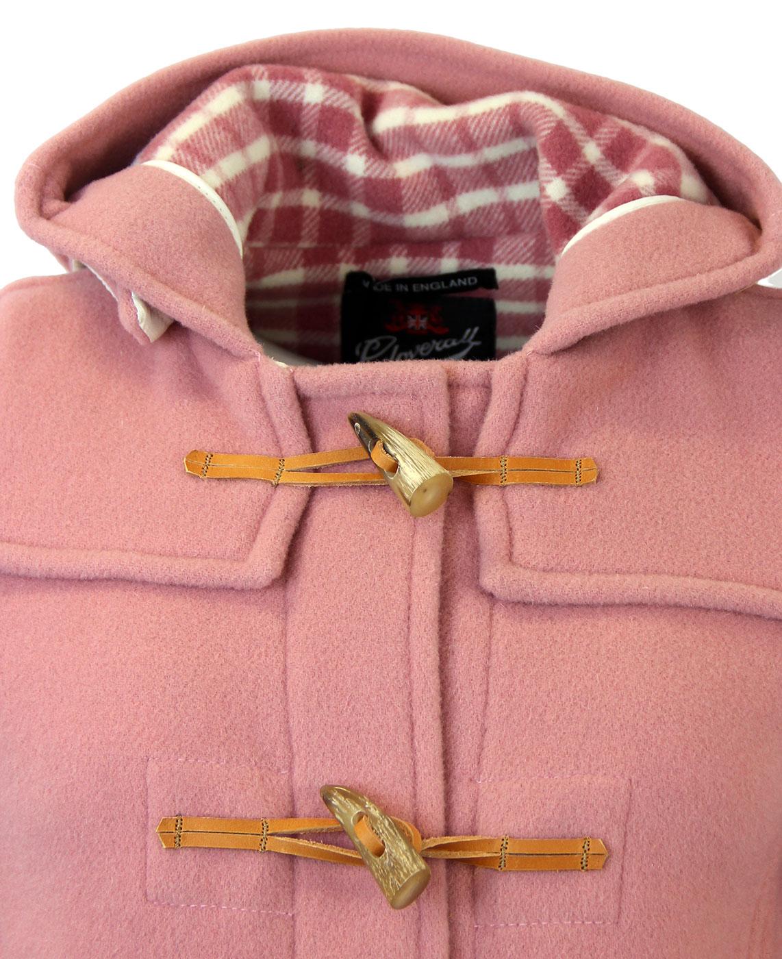 GLOVERALL 432FC Retro 60s Short Slim Fit Duffle Coat Pastel Pink