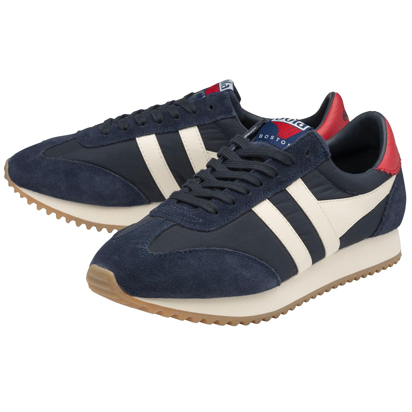 Boston 78 GOLA Retro 70s Trainers in Navy/Off White/Red