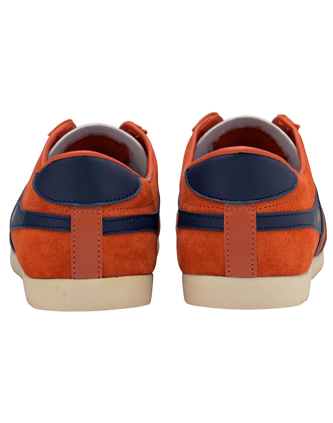 GOLA Bullet Suede Mens Retro 1970s Trainers in Moody Orange/Navy