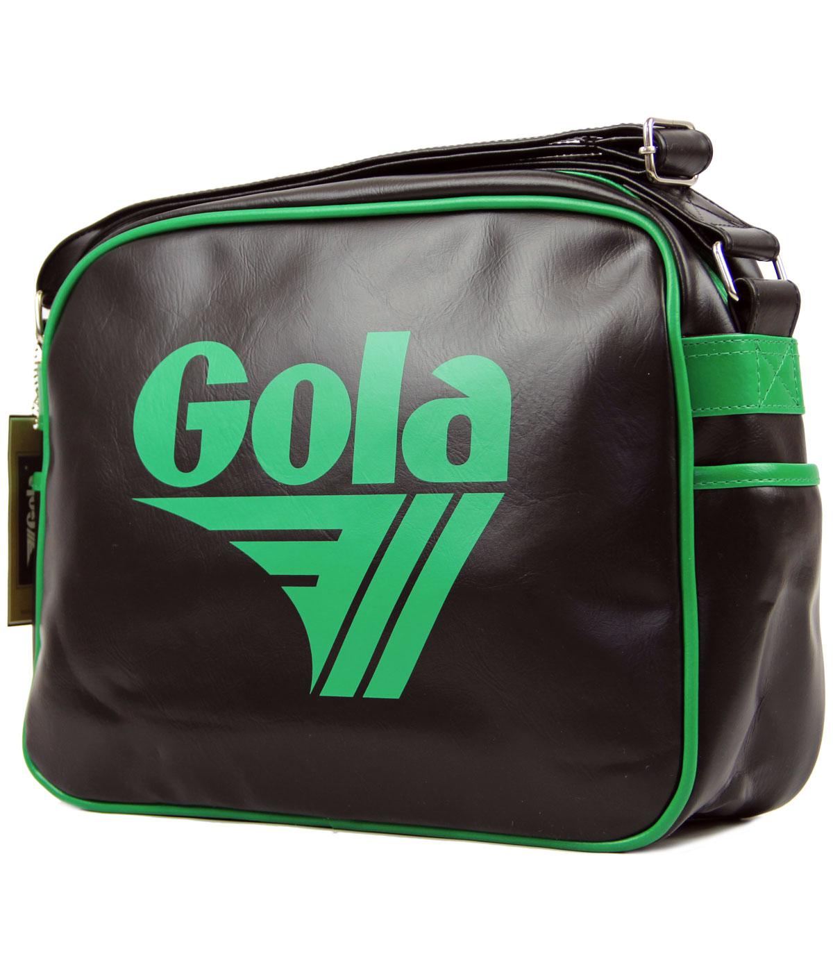 GOLA Redford Retro 1970s Indie Sports Shoulder Bag in Black/Grn