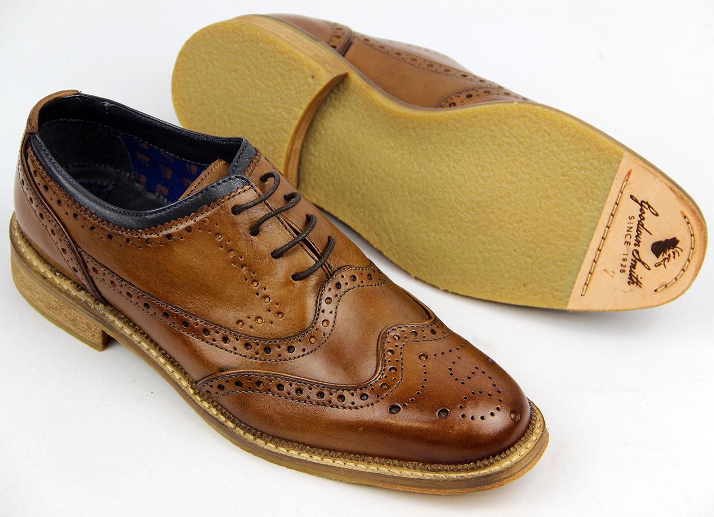 GOODWIN SMITH Newchurch Retro Mod Oxford Brogue Shoes in Tan