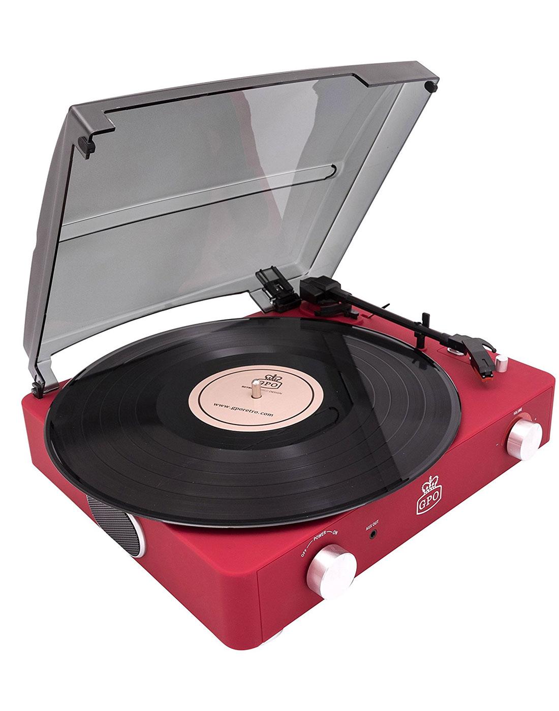 Stylo II GPO RETRO 1960s Mod Record Player - Red