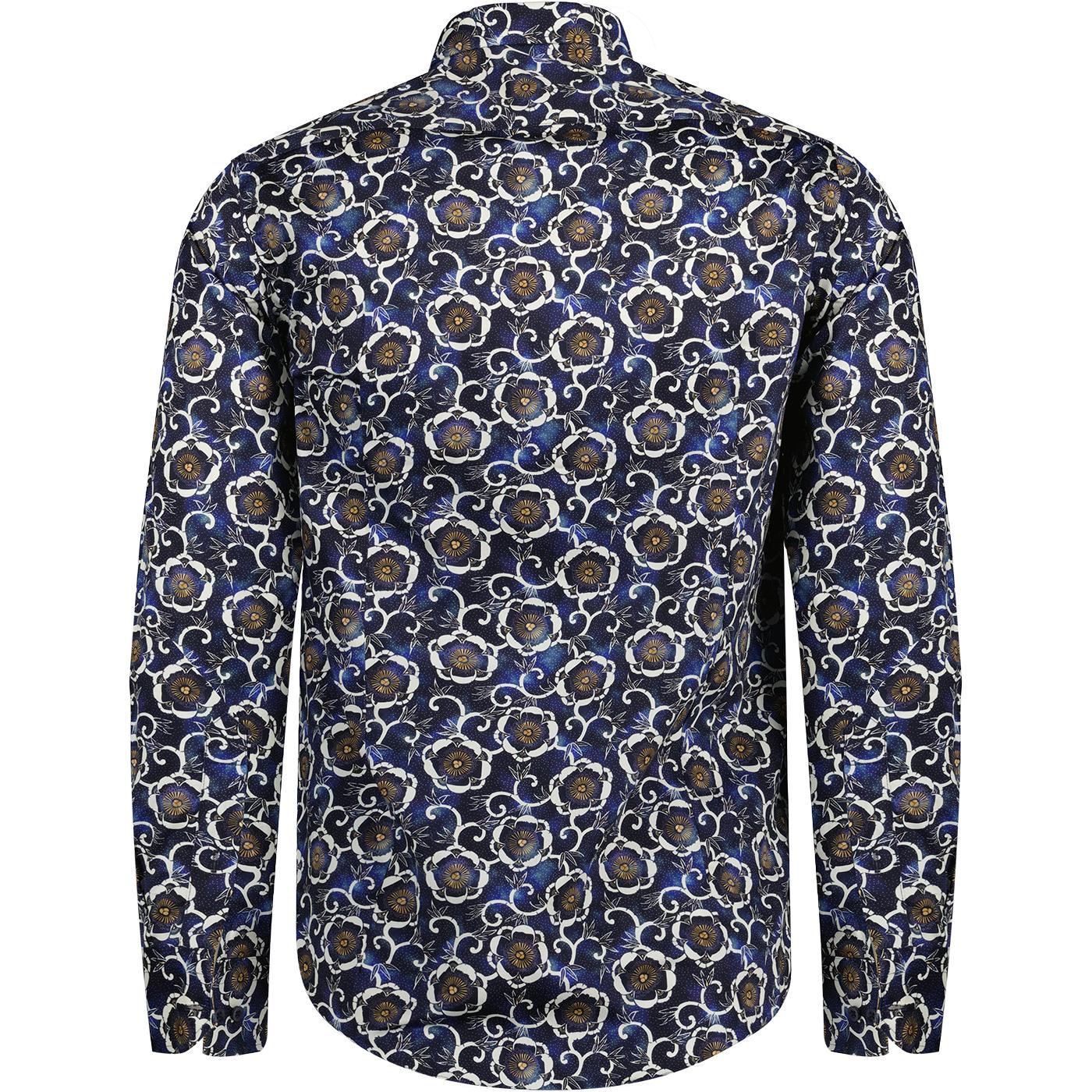 Guide London Retro '60s Flowers In Deep Shirt In Navy