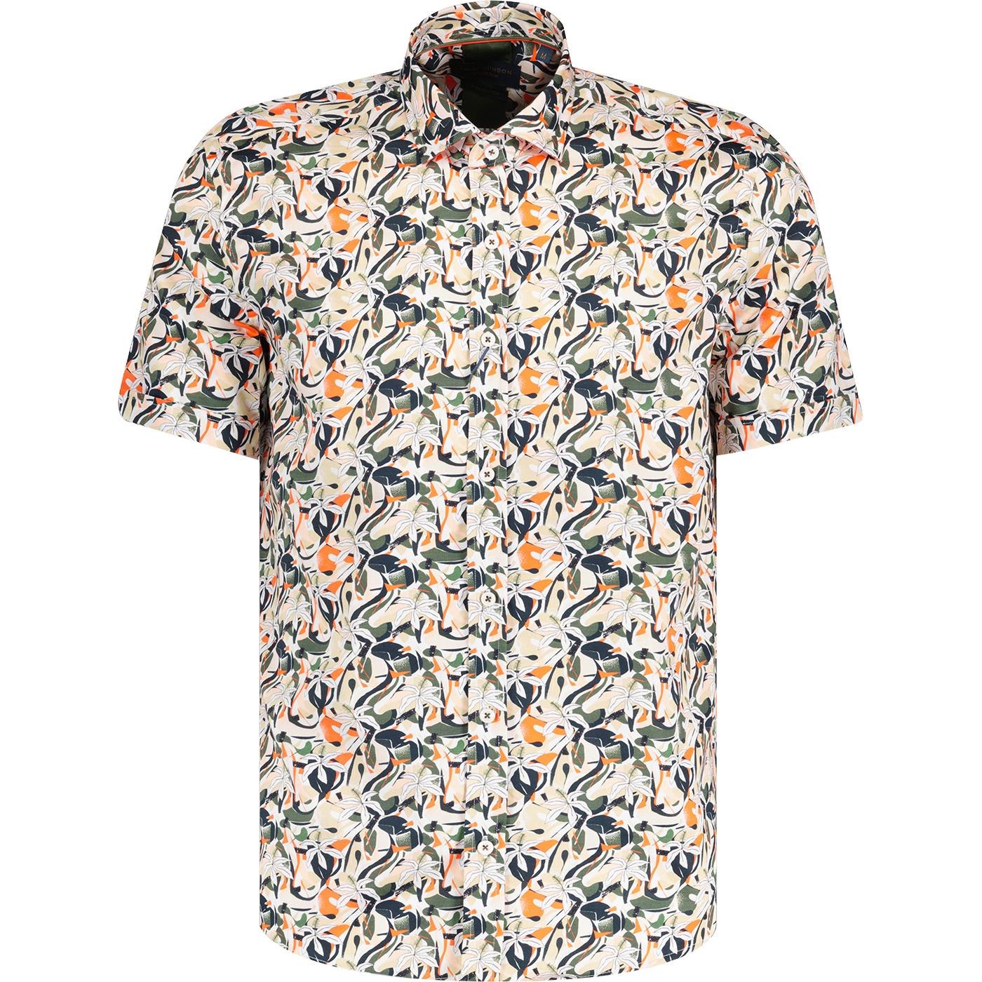 Guide London Abstract Floral Retro S/S Mod Shirt