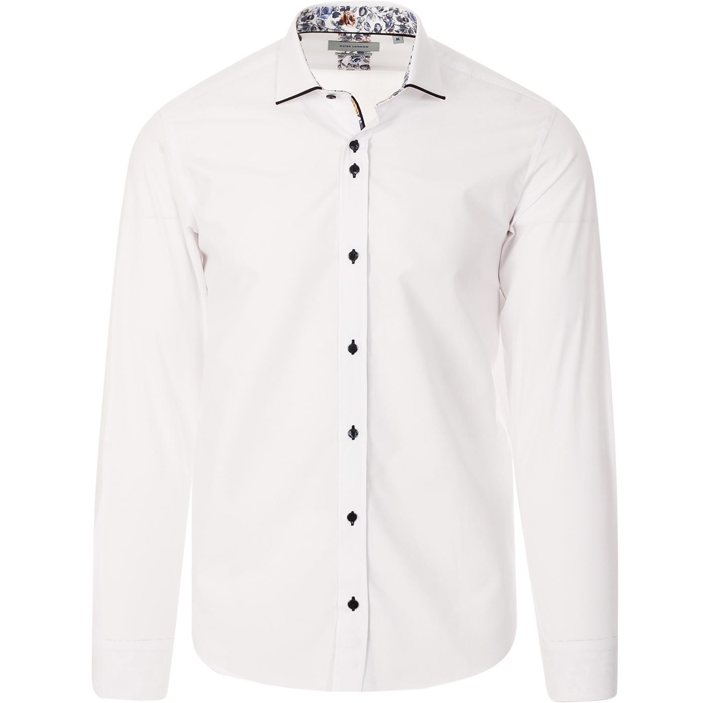 GUIDE LONDON Men's Mod Tipped Smart Shirt (White)