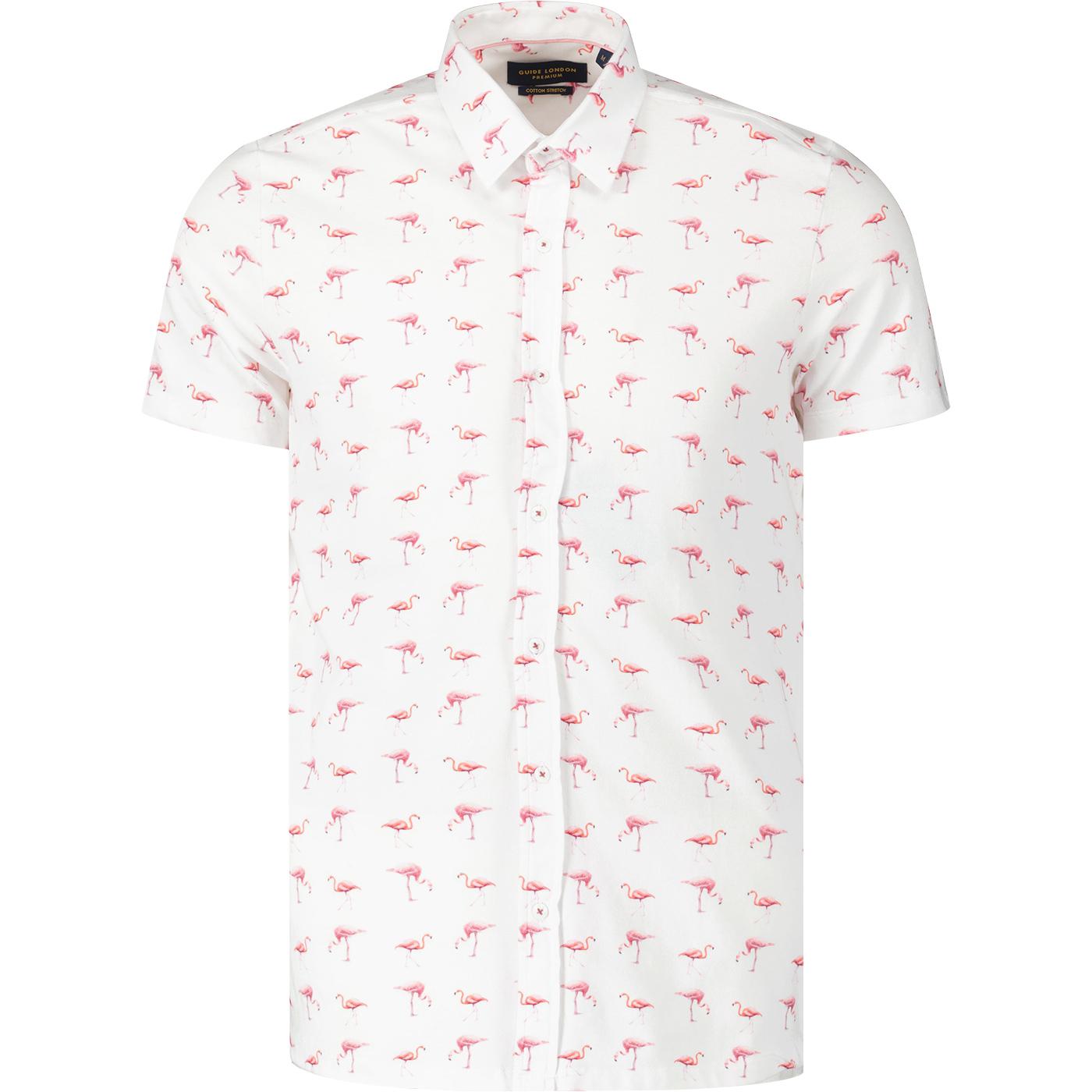 GUIDE LONDON Retro 70s Pique Flamingo Shirt (W)