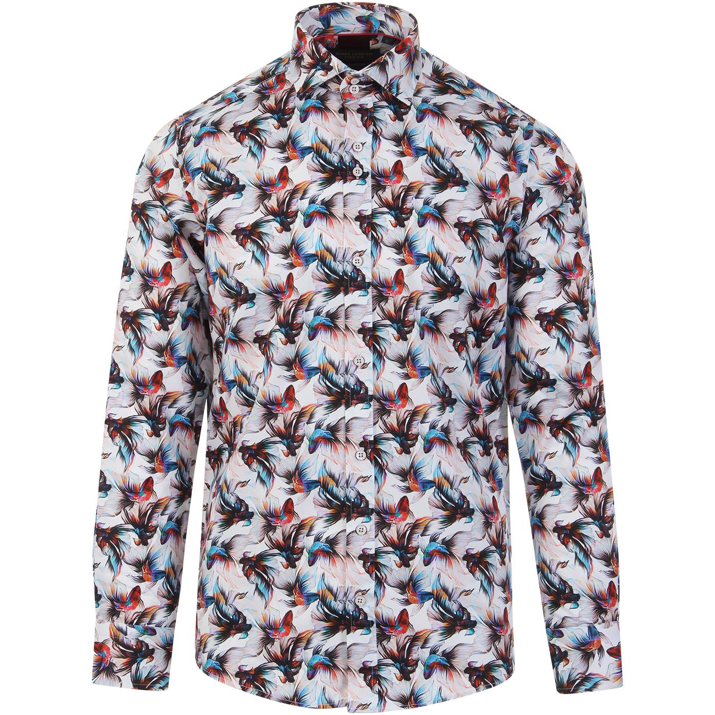 GUIDE LONDON 60s Mod Psychedelic Fish Print Shirt