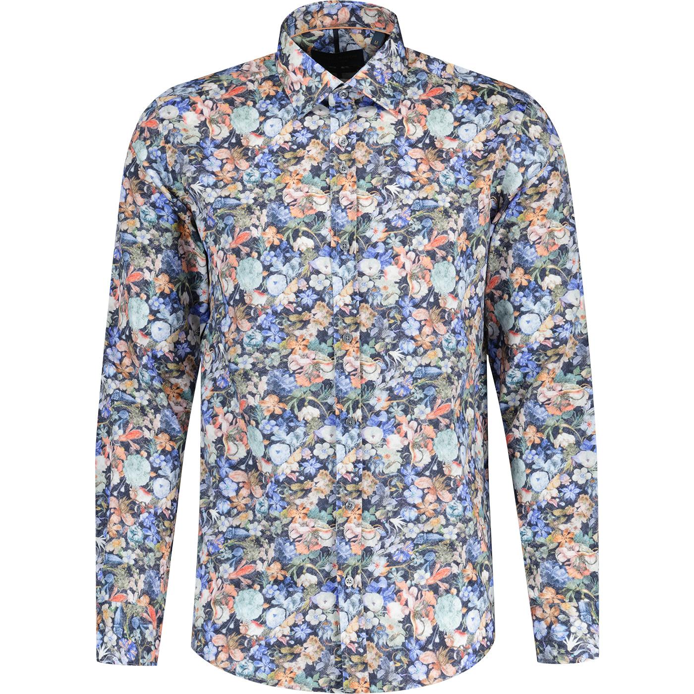 Guide London Retro Multi Floral Long Sleeve Shirt 