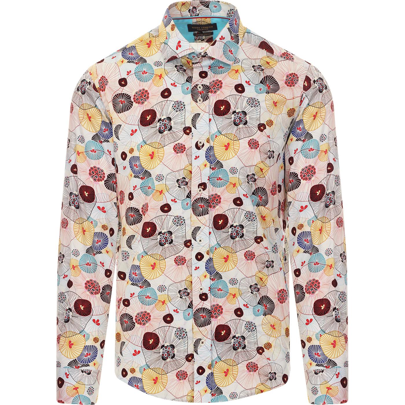 GUIDE LONDON Retro Atomic Era Floral Pattern Shirt
