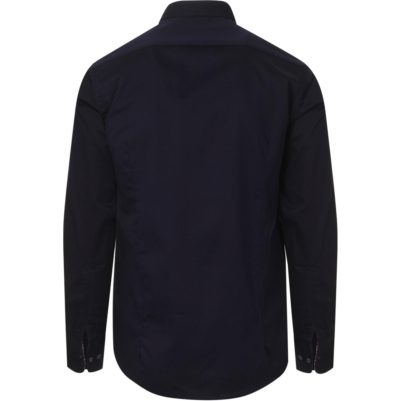 GUIDE LONDON Smart Button Down Shirt with Geo Trim Navy