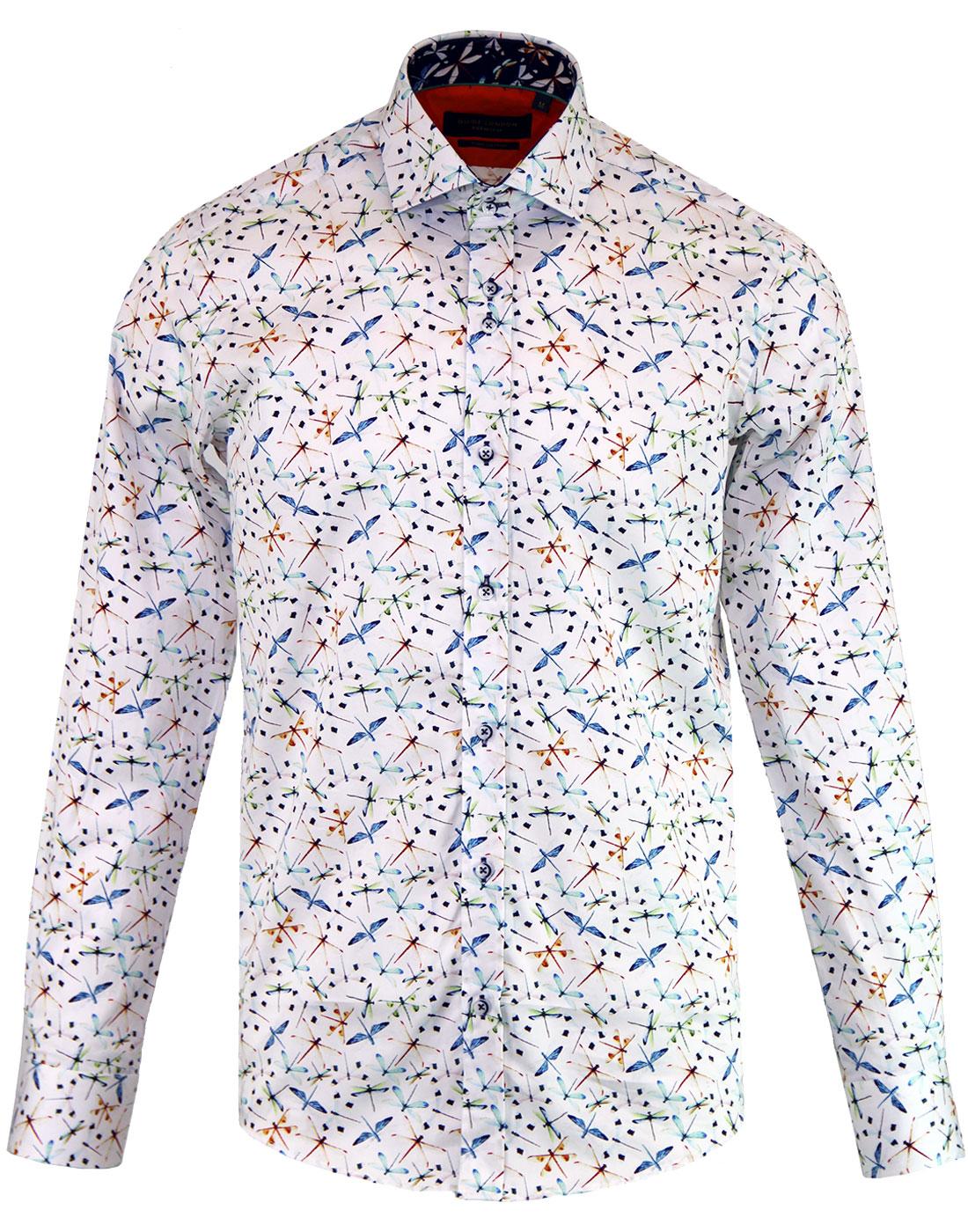 GUIDE LONDON Mens 60's Mod Dragonfly Print Shirt W