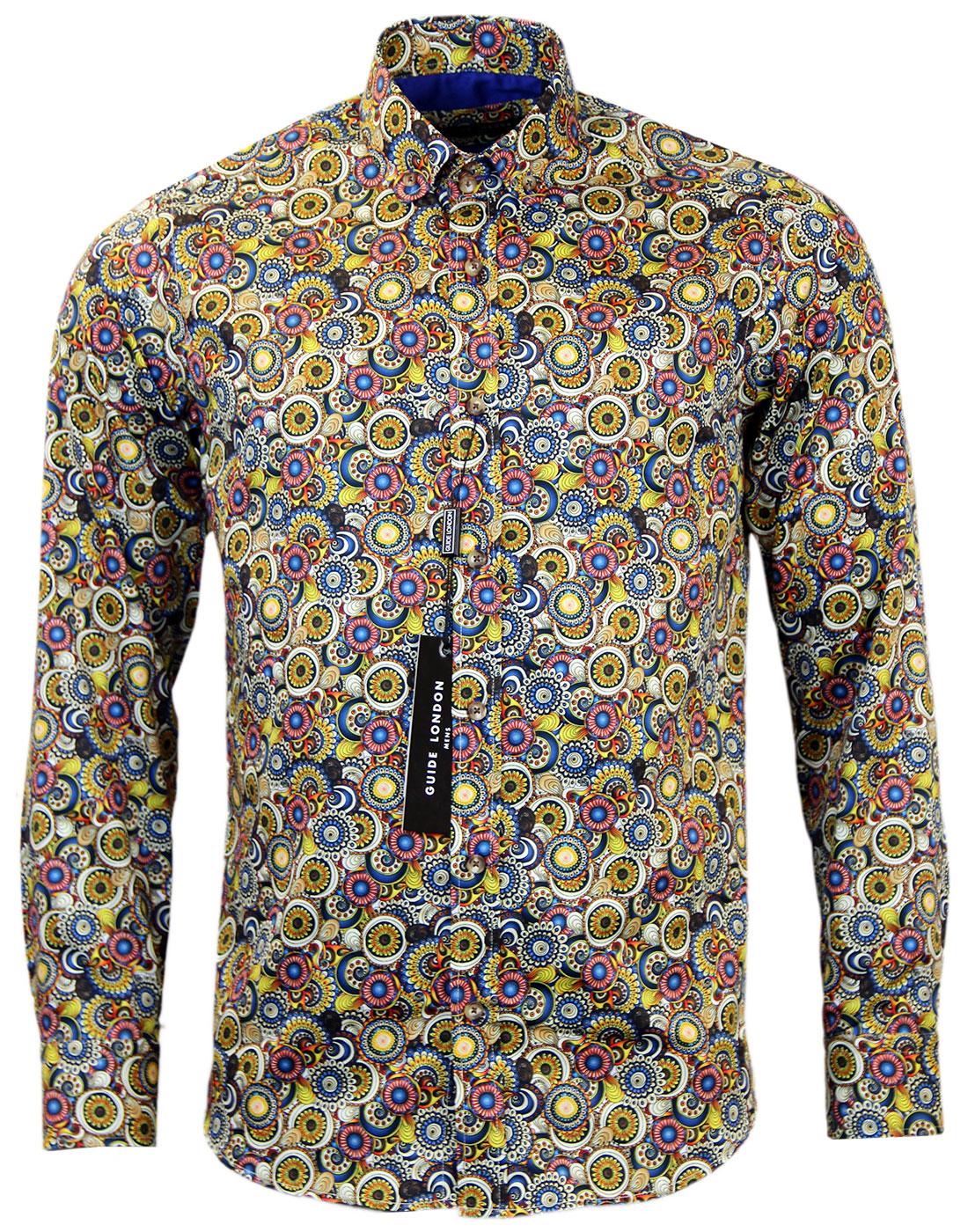 GUIDE LONDON Psychedelic Floral 1960s Mod Shirt
