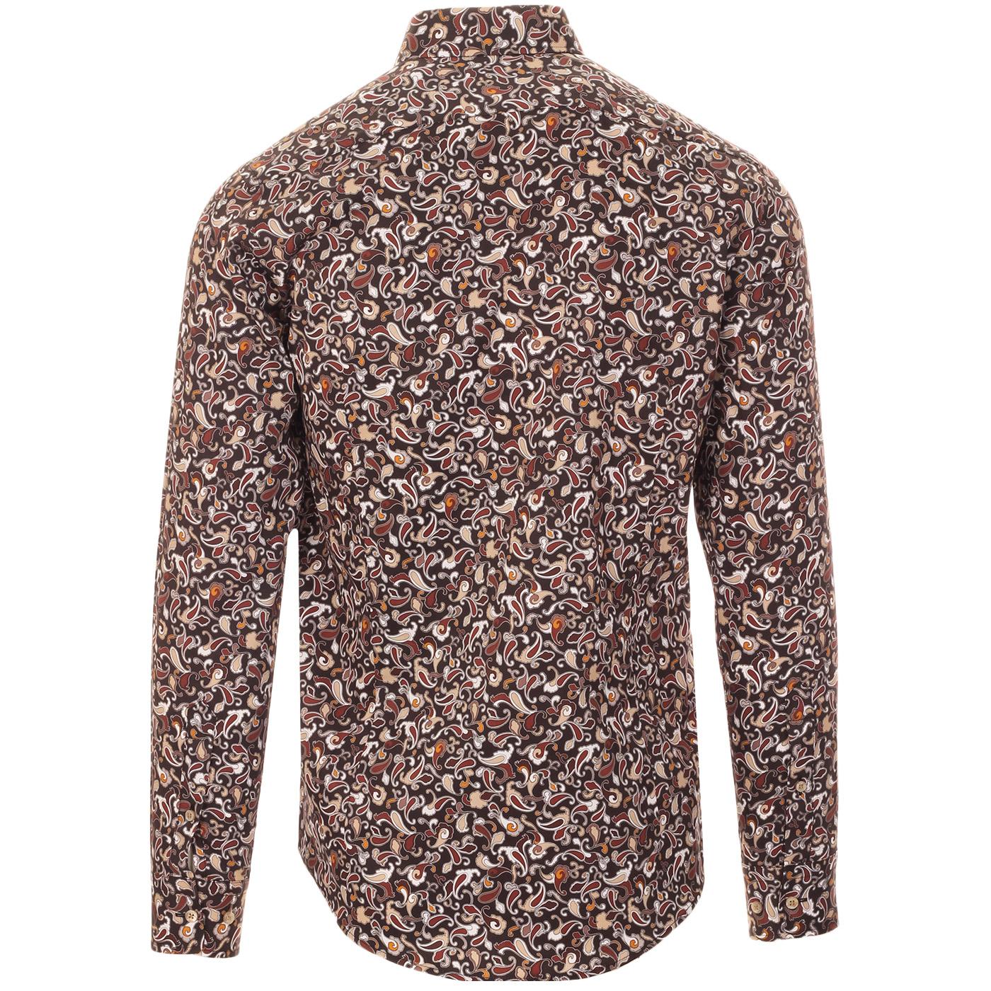 GUIDE LONDON 60s Mod Paisley Spread Collar Shirt in Black