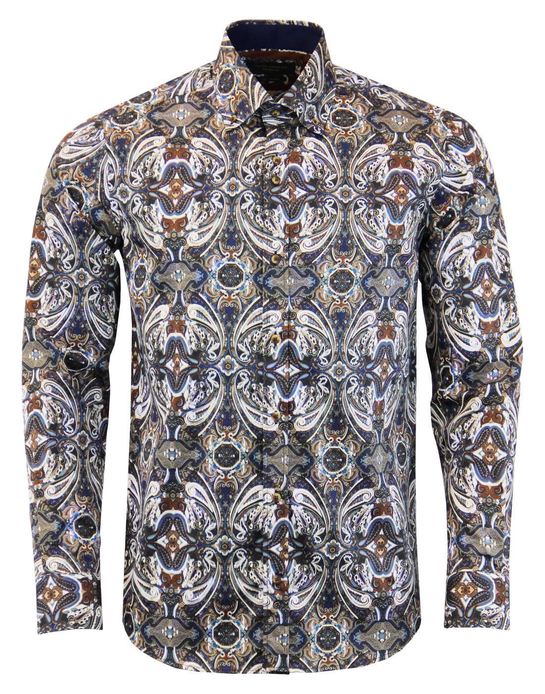GUIDE LONDON Men's 60s Mod Ornate Paisley Shirt