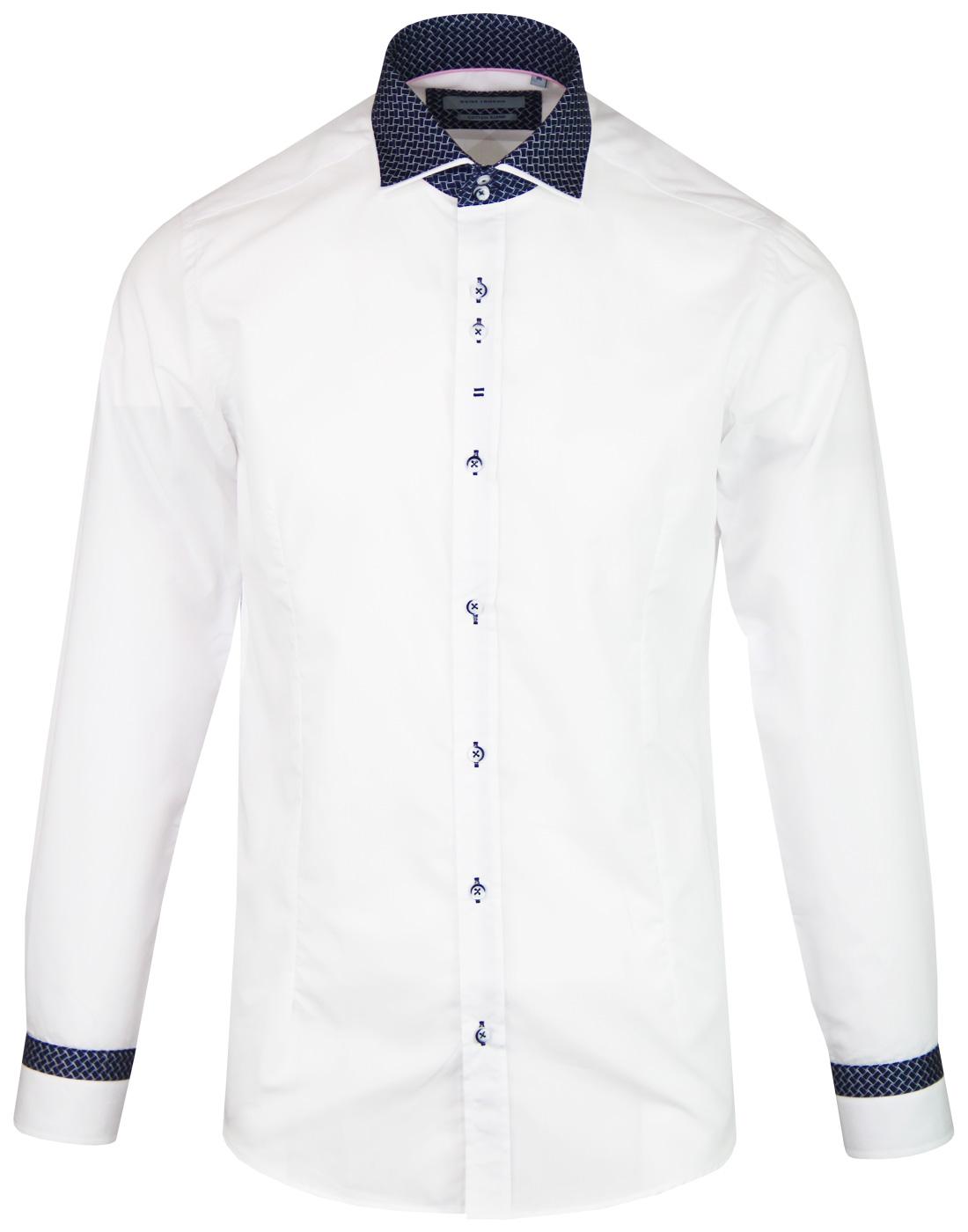 GUIDE LONDON 60s Mod Weave Collar Print Shirt (W)
