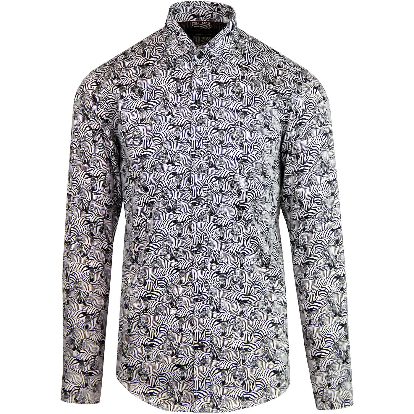 GUIDE LONDON Mod 2-Tone Zebra Print Sateen Shirt