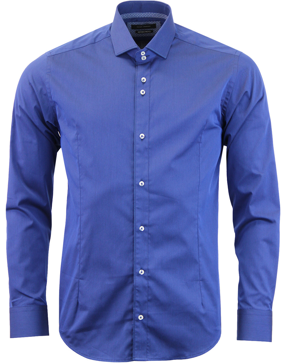 GUIDE LONDON Men's Retro Mod Spread Collar Tonic Shirt Blue