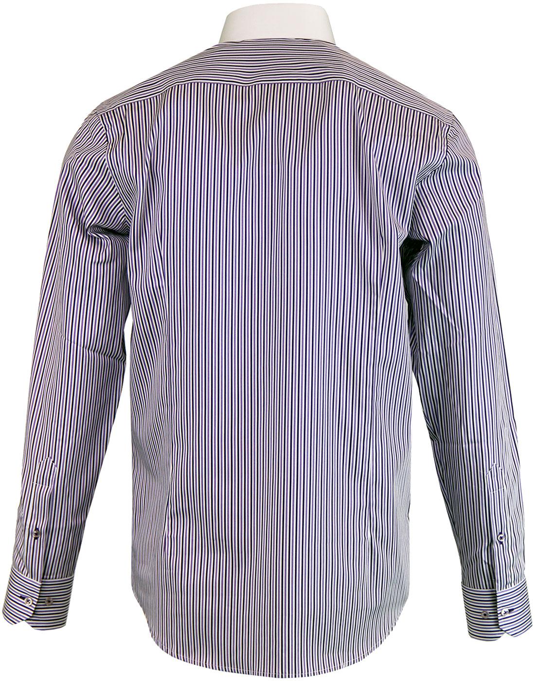 GUIDE LONDON Men's Retro Contrast Collar Stripe Shirt in Lilac