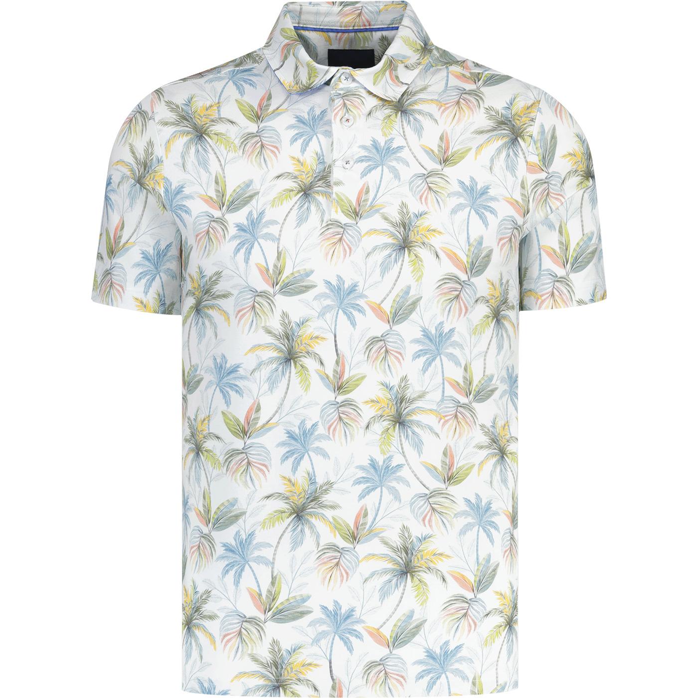 Guide London Retro 50s Palm Tree Print Polo Shirt