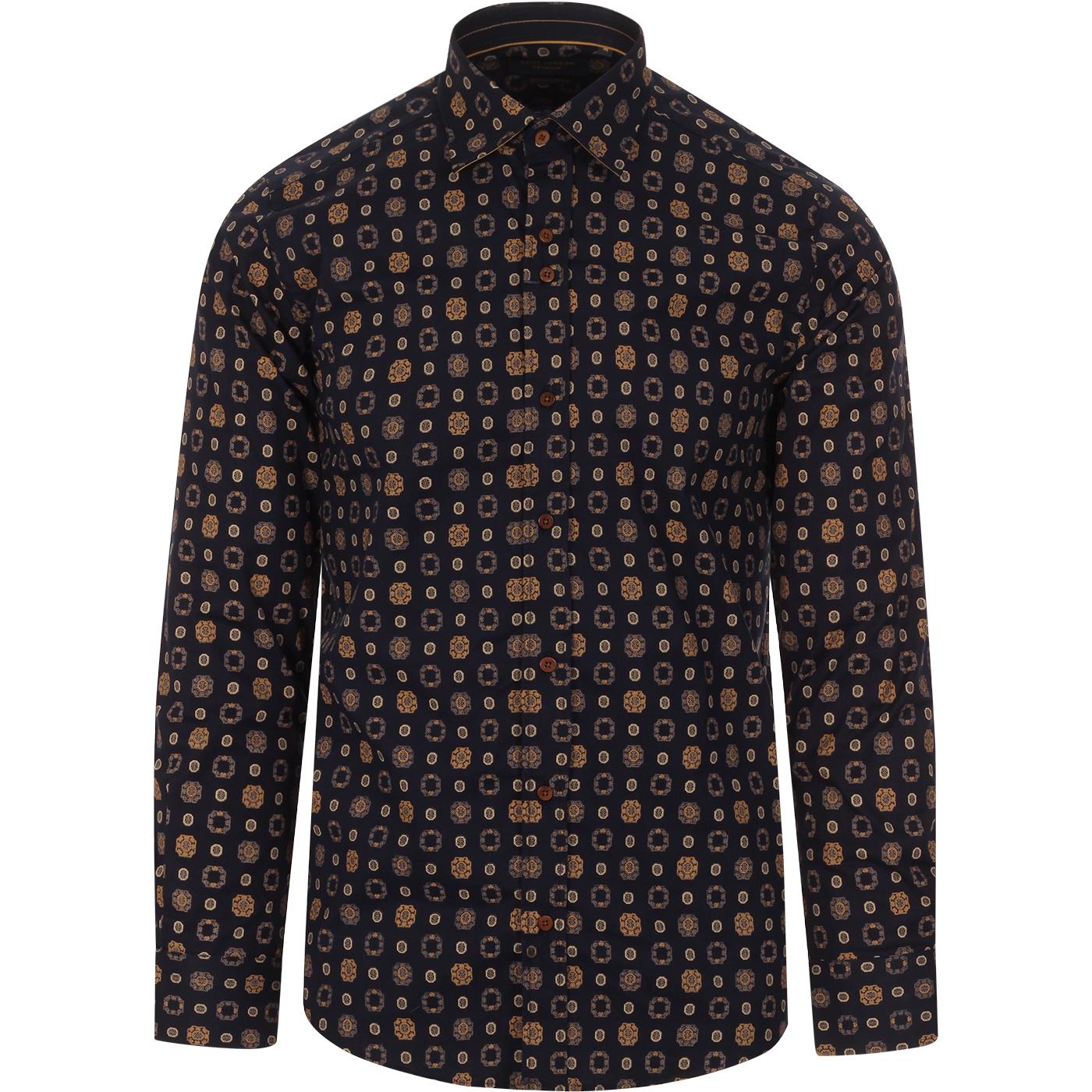 GUIDE LONDON Retro Mod Art Deco Mosaic Print Shirt