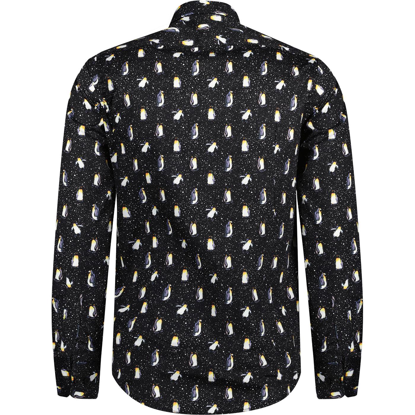 Guide London Retro Penguin Print Shirt in Black.