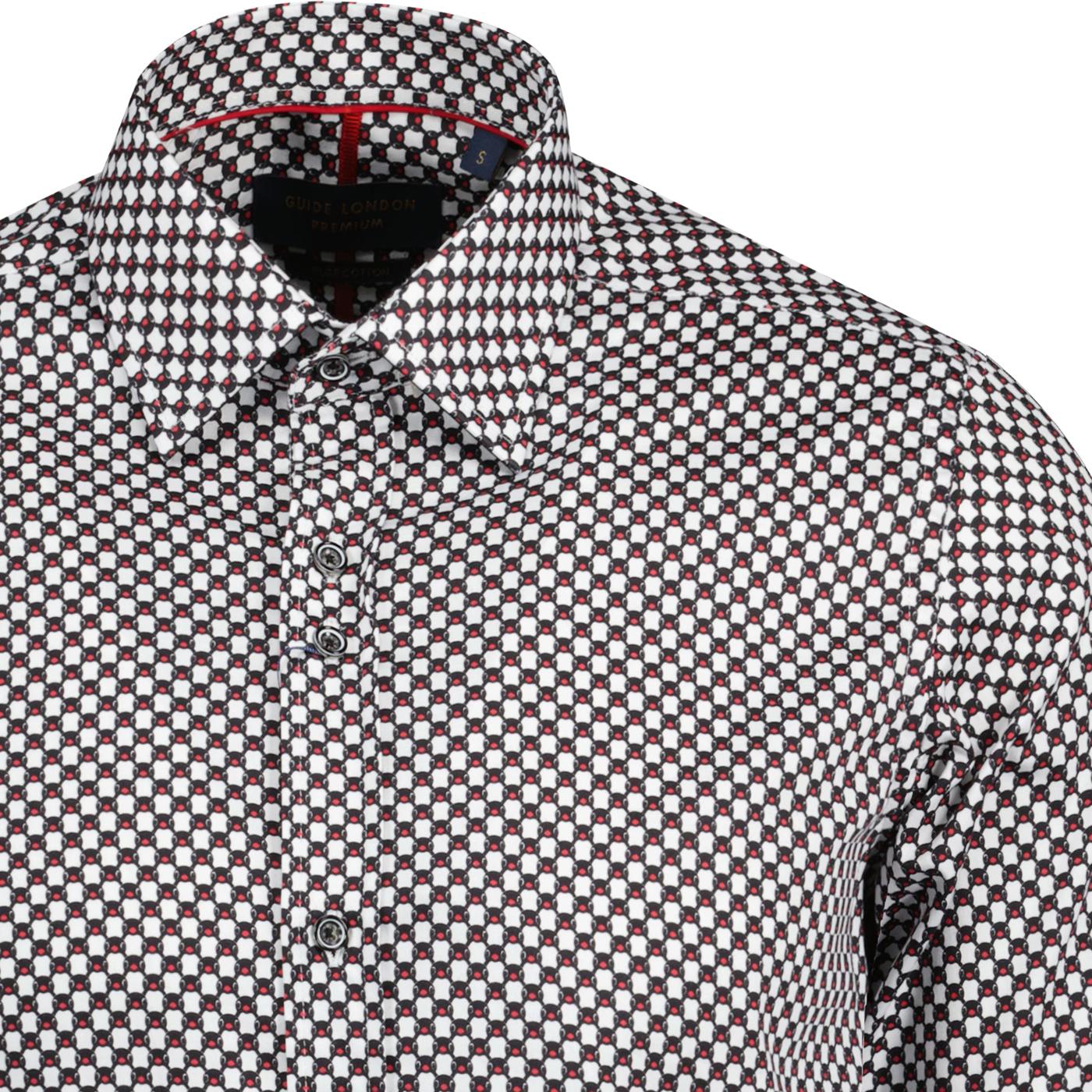 Guide London Retro Find That Penguin Geometric Print Shirt in B/W