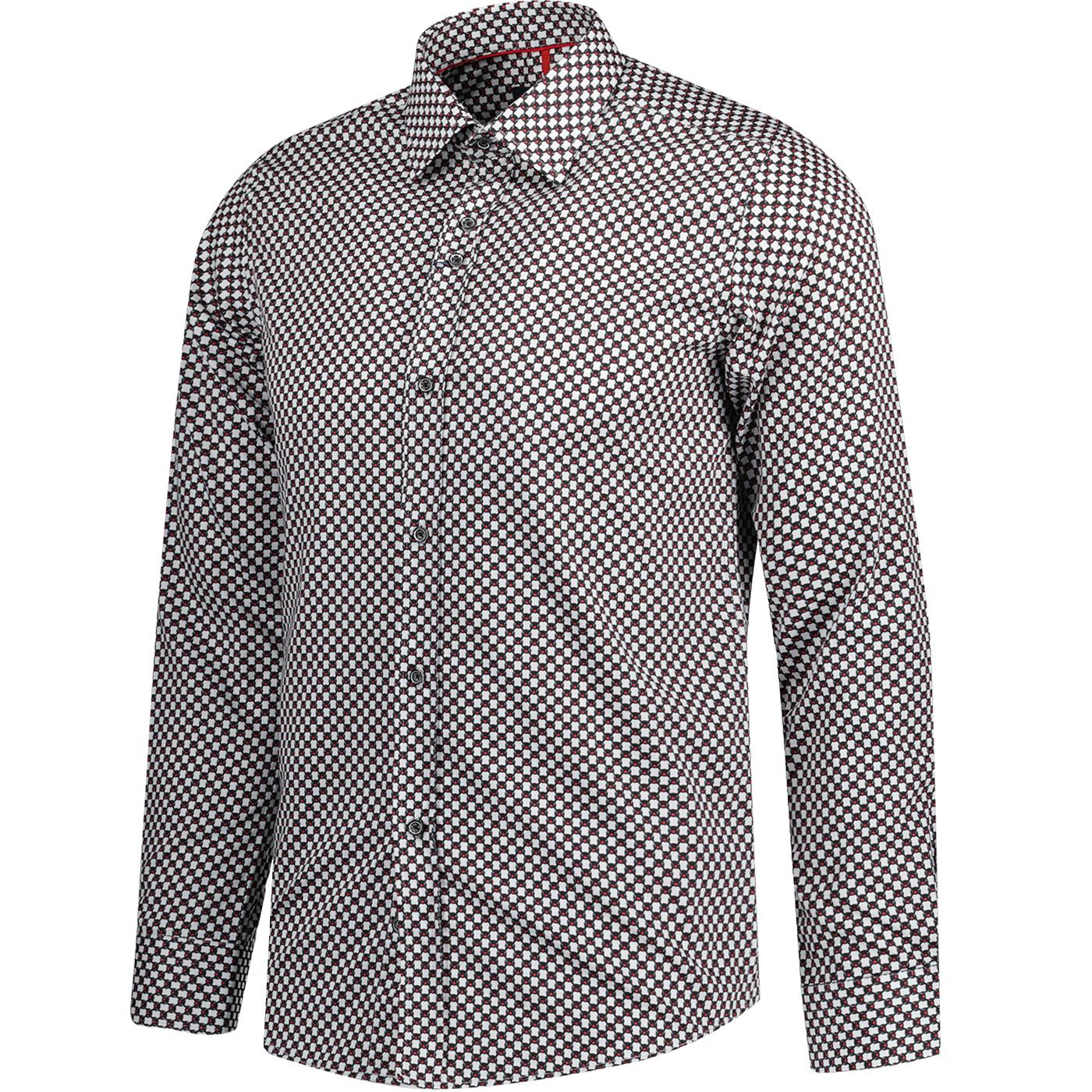 Guide London Retro Find That Penguin Geometric Print Shirt in B/W