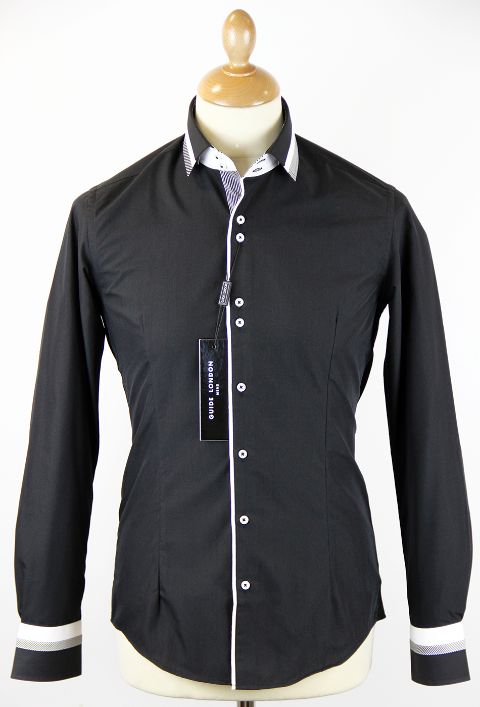 Stripe Trim GUIDE LONDON 60s Mod Tailored Shirt B