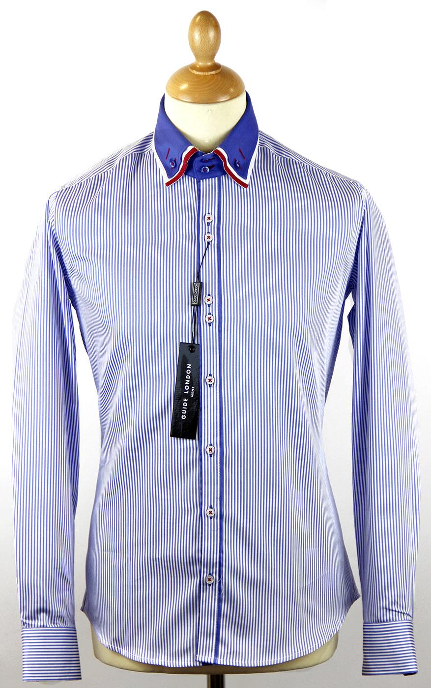 GUIDE LONDON Retro Mod Layered Collar Stripe Shirt