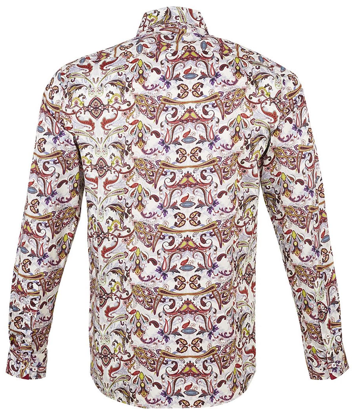 GUIDE LONDON Retro 60s Psychedelic Paisley Mod Dress Shirt
