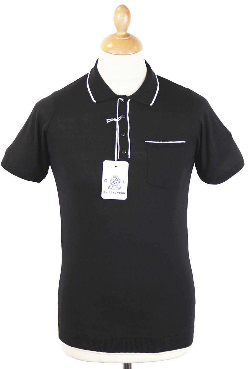 GUIDE LONDON Retro 60s Knitted Mod Tipped Polo (B)