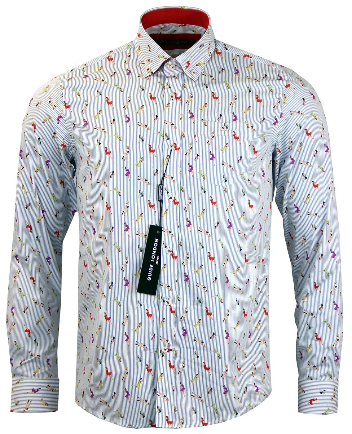 GUIDE LONDON Retro 50s Pin Up Pinstripe Shirt (B)