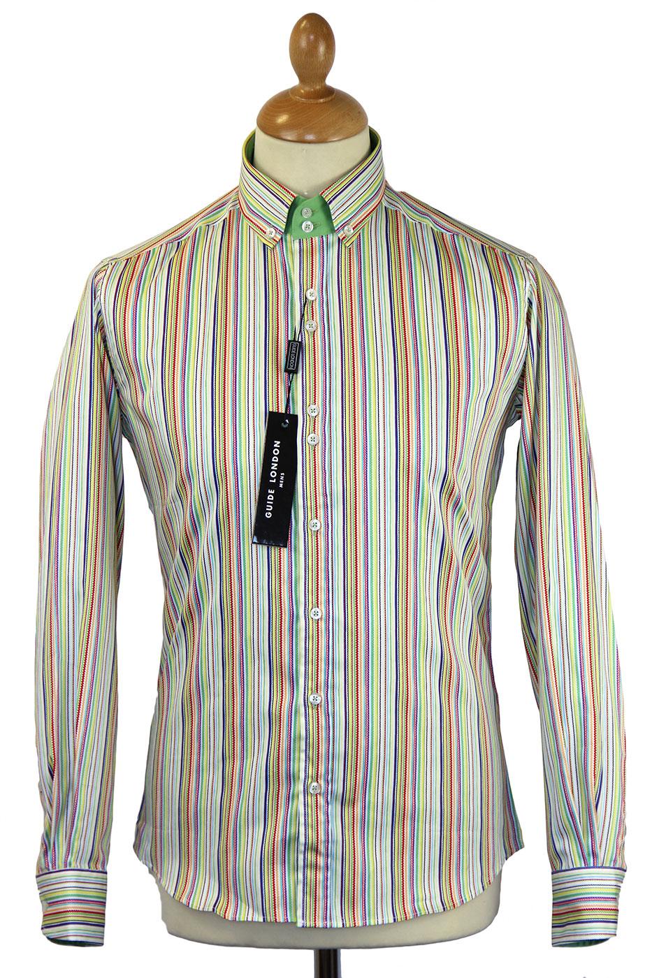 Bright Multi Stripe GUIDE LONDON Retro Mod Shirt