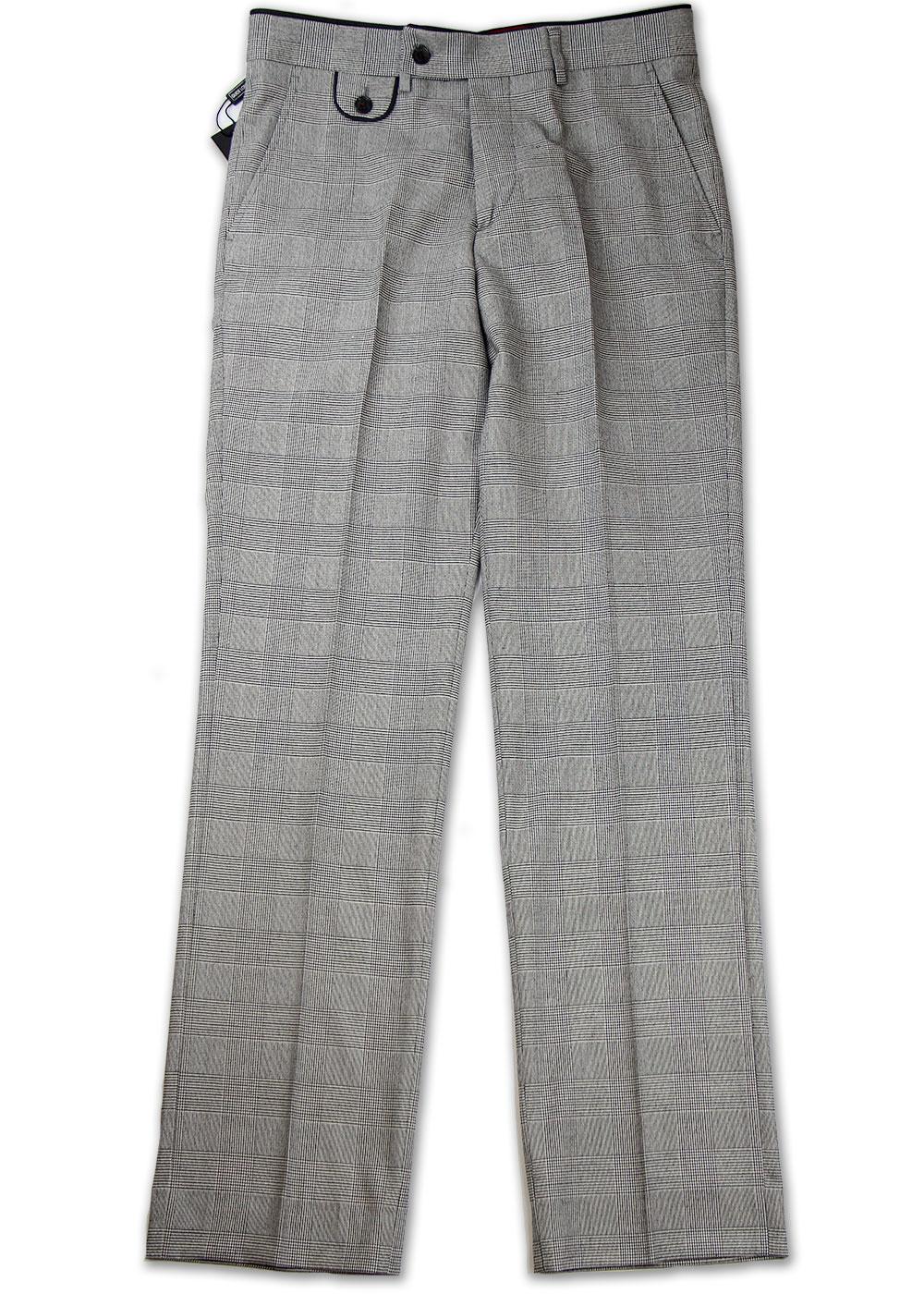 GUIDE LONDON Mens Retro Mod Prince of Wales Check Trousers