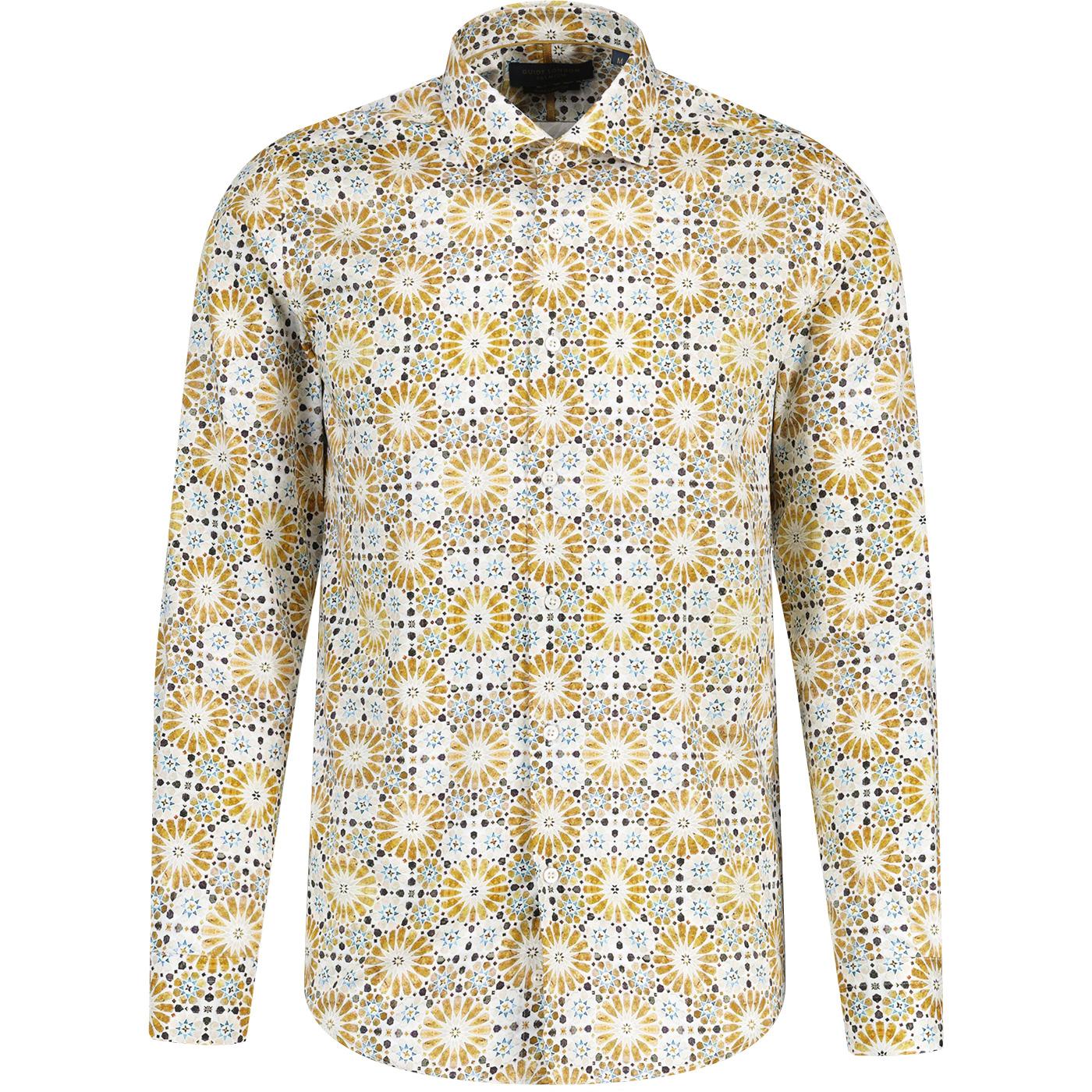 Guide London Gold & Blue Geometric Print Shirt 